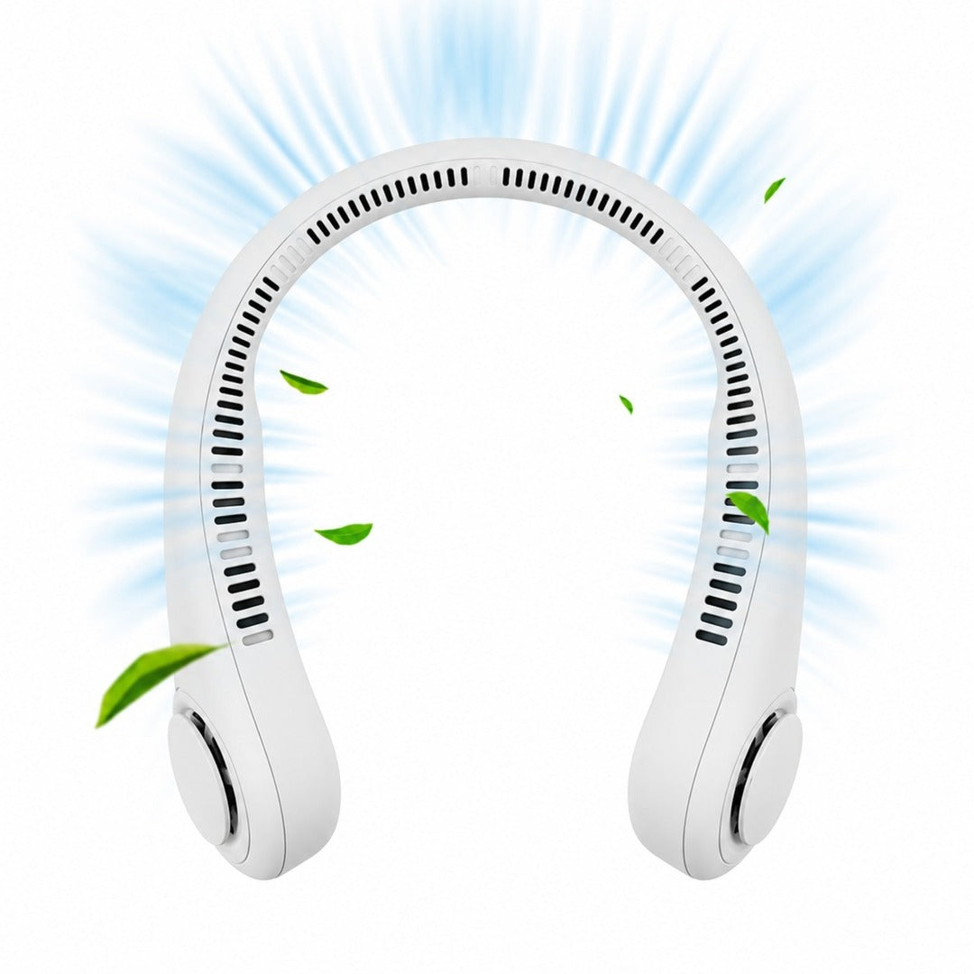 Wearable neck fan with 360 degree airflow