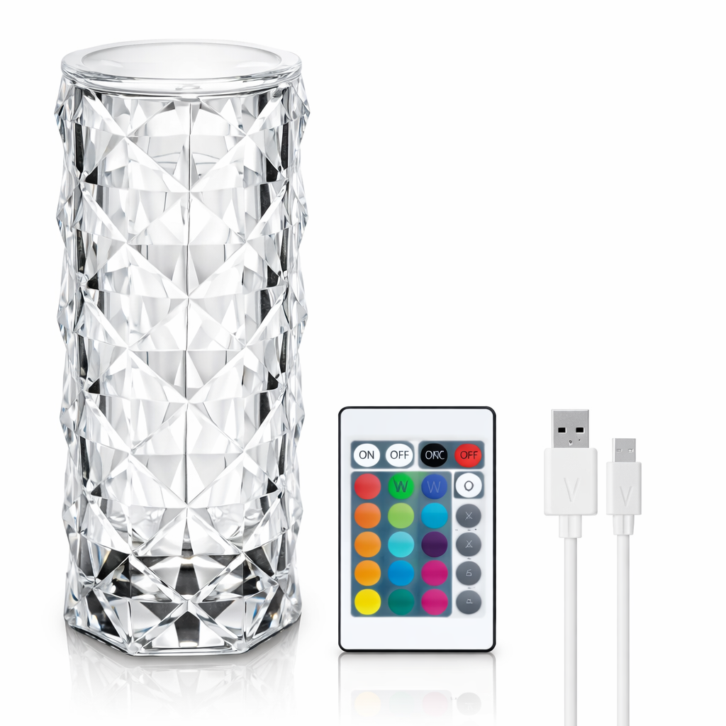 Crystal RGB diamond LED table lamp with colorful lighting