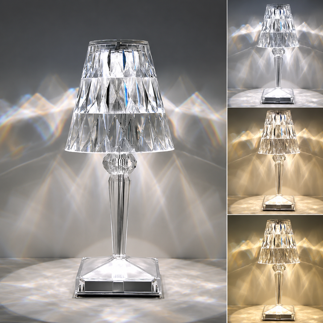 Crystal USB rechargeable table lamp