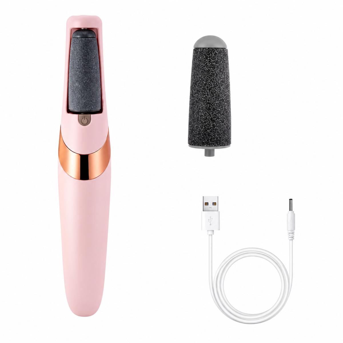 Electric foot grinder with two replaceable roller heads