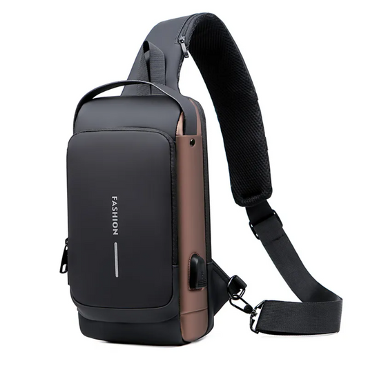 Men's anti-theft PU leather sling bag
