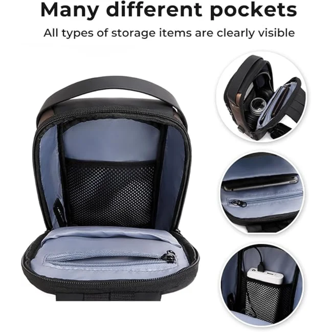 Men's sling bag with multiple storage compartments