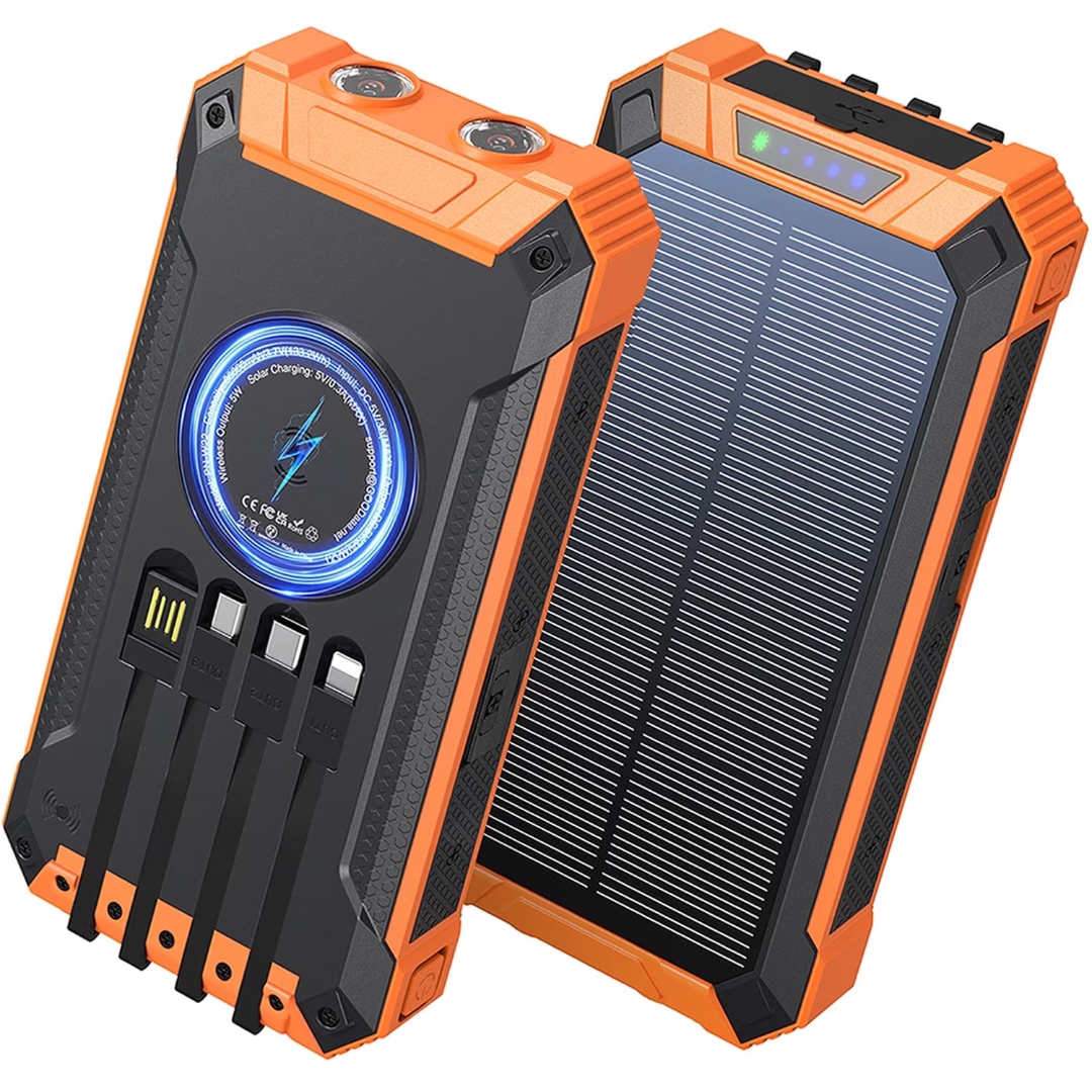 Solar power bank with multiple USB charging ports