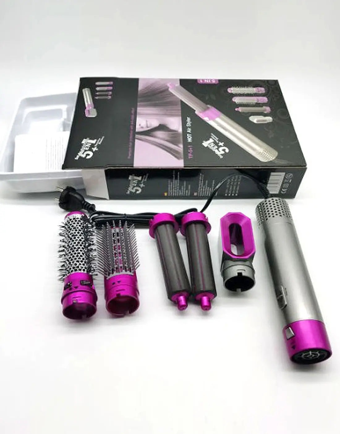 5-in-1 hot air hair styler with interchangeable attachments