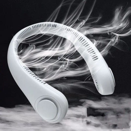 Rechargeable bladeless neck fan for hands-free cooling in UAE heat