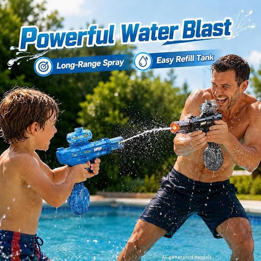 Rechargeable electric water gun toy for supervised outdoor play
