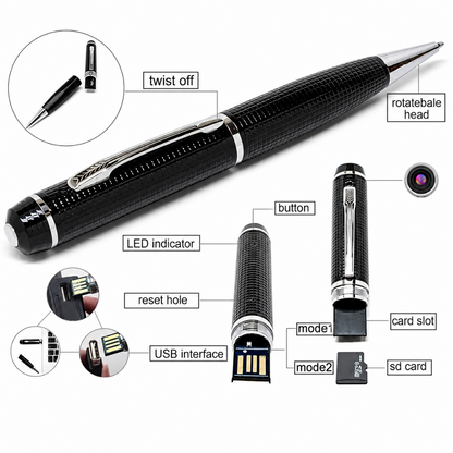 1080P camera pen with video and audio recording