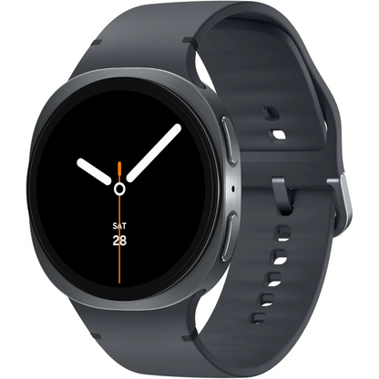 Smartwatch with a dark gray band on a white background