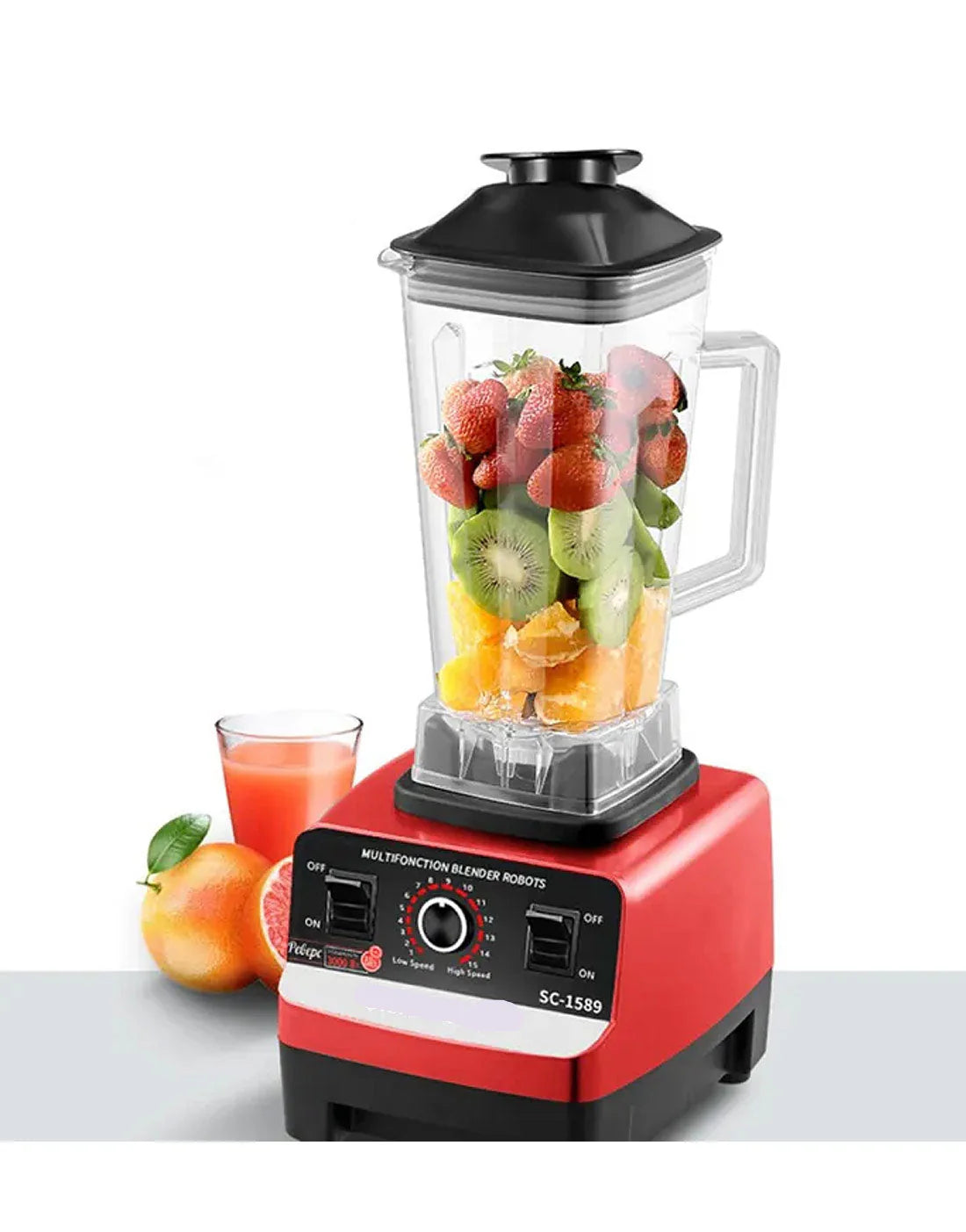Silver Crest 4500W Blender and Juicer 2 in 1 in red
