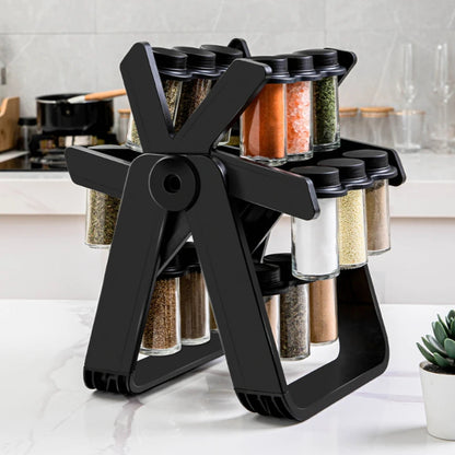 Rotating Spice Rack, Ferris Wheel Spice Organizer, Glass Spice Jars, Kitchen Storage, Kitchen Organizer, Spice Rack with Jars, Kitchen Accessories UAE