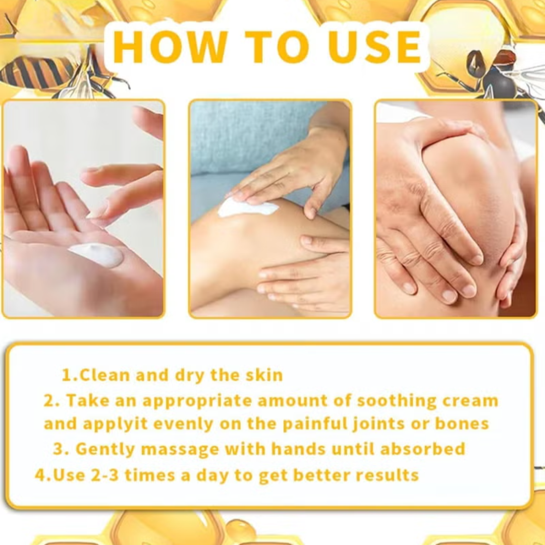 Bee venom joint massage cream with smooth texture