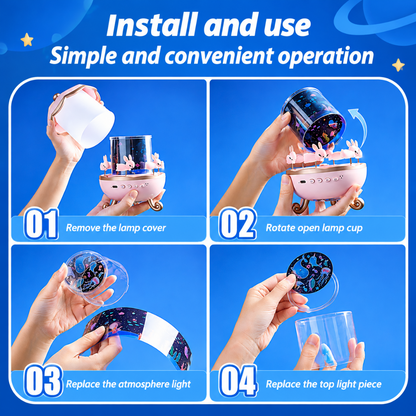 Bunny night light with 6 interchangeable projection films