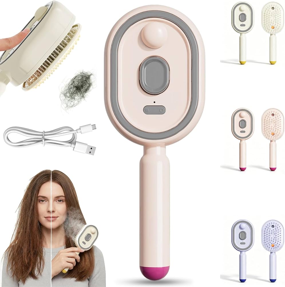 Electric steam hair brush with misting function