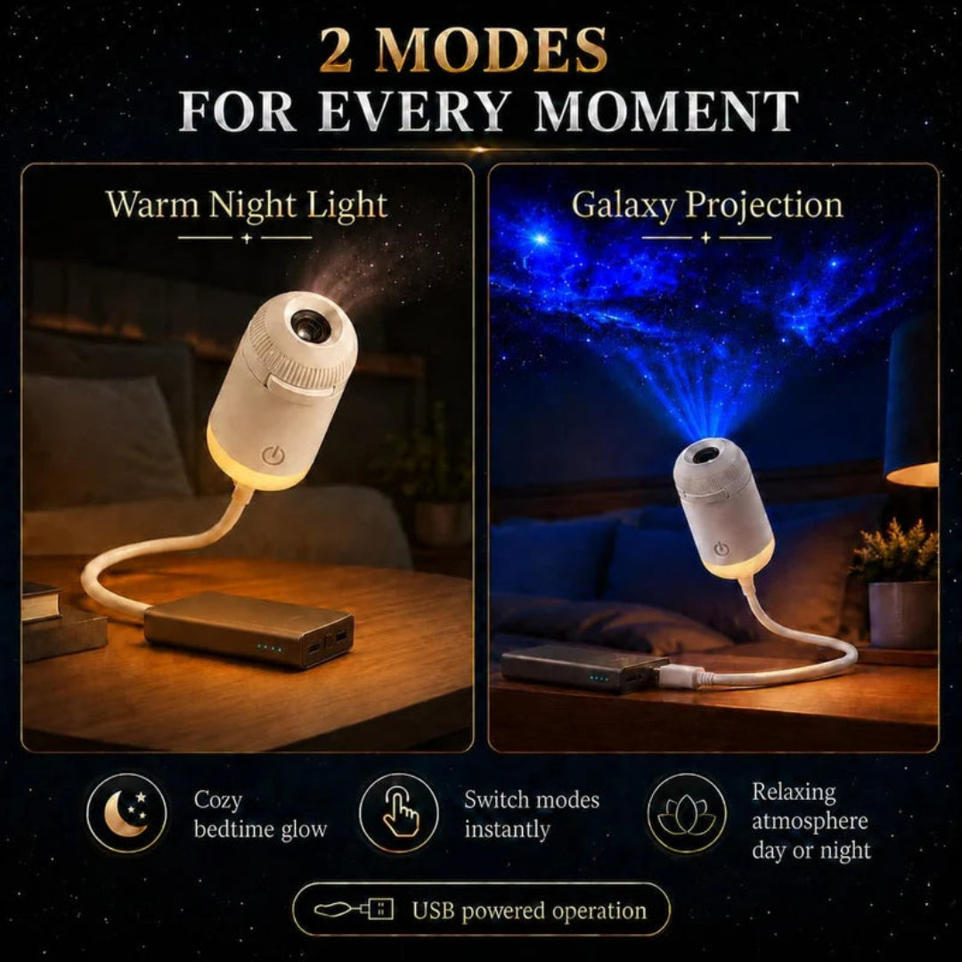 Star and nebula projection effect on ceiling by USB galaxy night light - NOOREL.shop