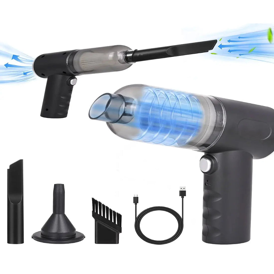 Multifunctional cleaning tool with attachments on a white background
