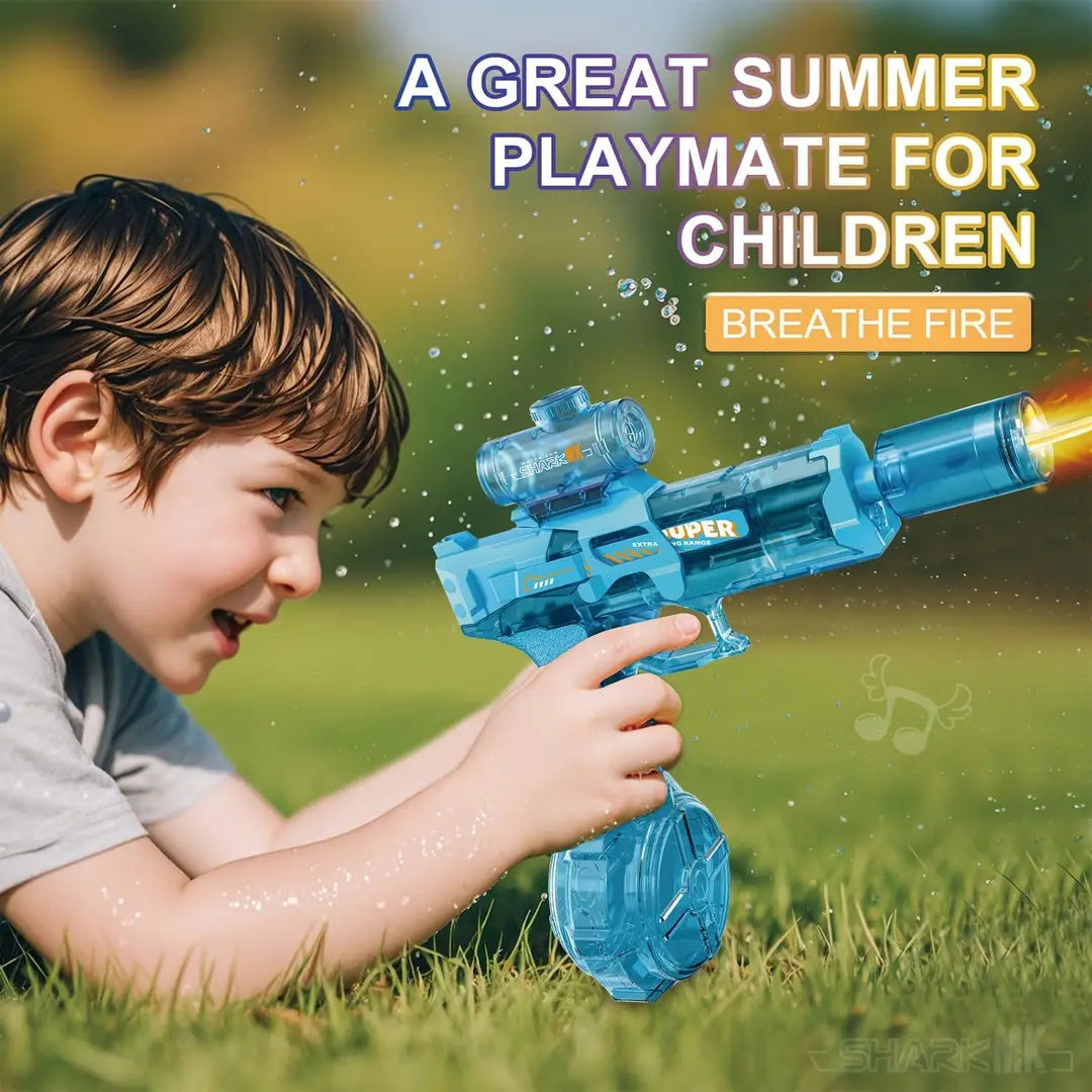 Long range electric water gun for outdoor play
