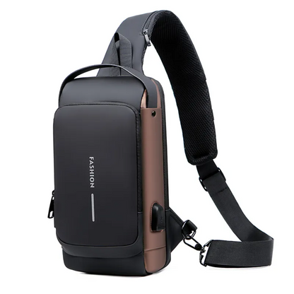 Men's anti-theft PU leather sling bag