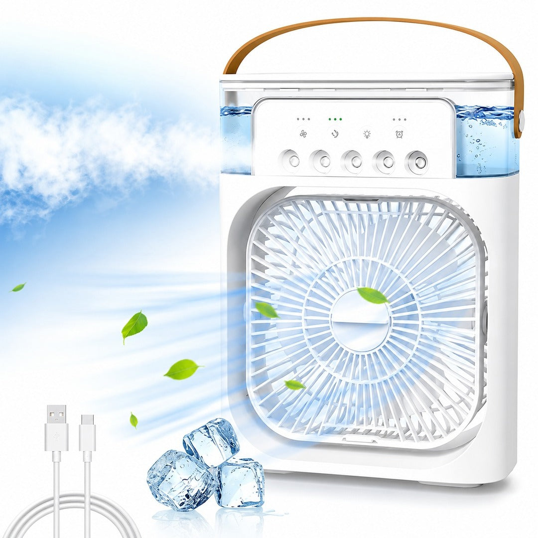 Portable mini air cooler with 7-color LED light