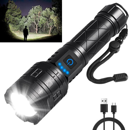 P90 rechargeable flashlight with USB-C charging