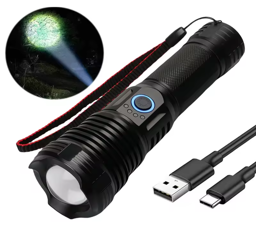 P90 rechargeable flashlight with tactical LED design