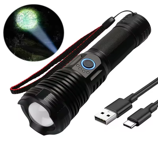 P90 rechargeable flashlight with tactical LED design