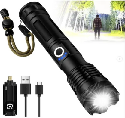 P90 tactical LED flashlight with rechargeable battery