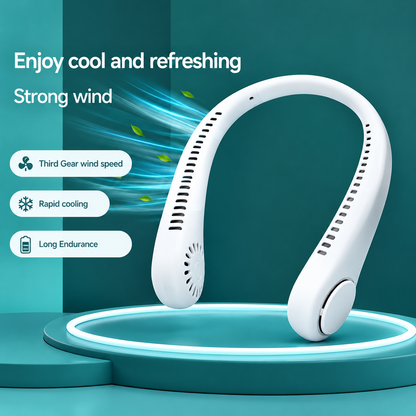 Portable rechargeable neck fan with wearable design