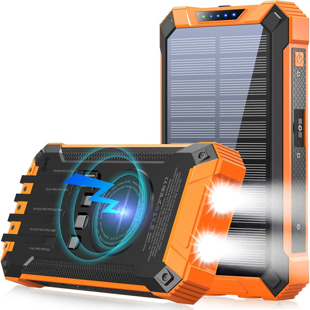 Portable solar power bank with integrated solar panel