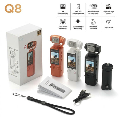Q8 4K camera with 3-axis gimbal stabilization